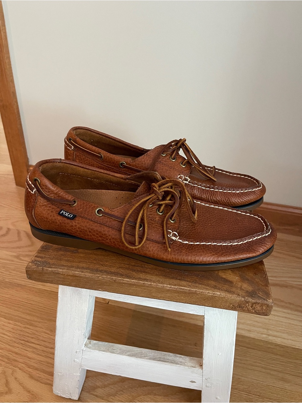 Polo by Ralph Lauren Cognac Brown Leather Boat Shoes